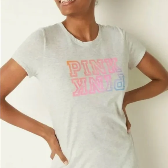 Victoria’s Secret PINK Heather Grey Pink Neon Bubble Gradient Size XL - Picture 5 of 13